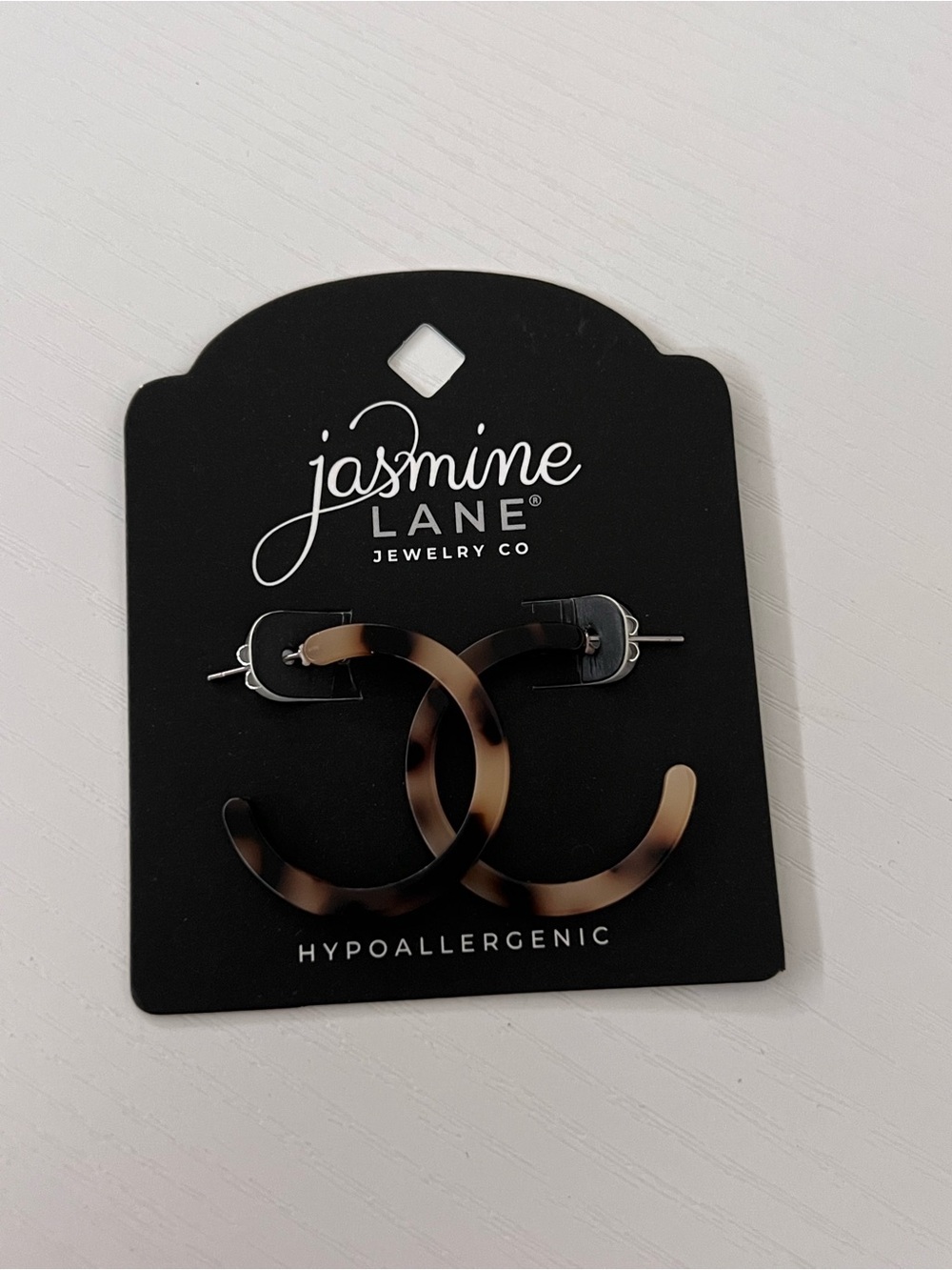 Jasmine Lane Jewelry Co Tortoise Shell Hoop Earrings NWT Hypoallergenic